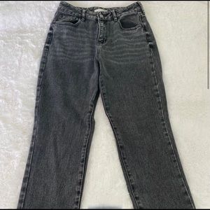 Black washed mom jeans